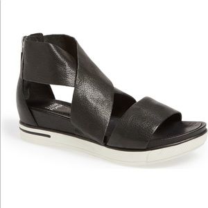Eileen Fisher Sport Tumbled Leather Sneaker Platform Sandal in Black size 7